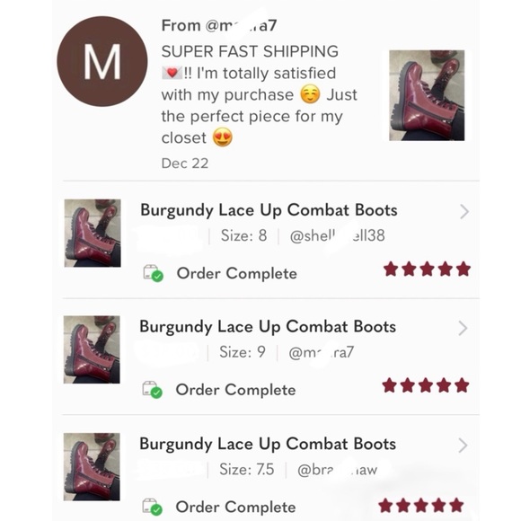 Burgundy Lace Up Combat Boots - Picture 6 of 7